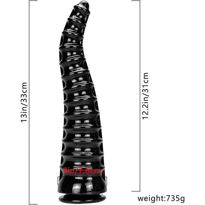 Анальний плагін YXBLV Extra Large 33см з присоскою для масажу G-точки та простати. Іграшка для дорослих, чорний.