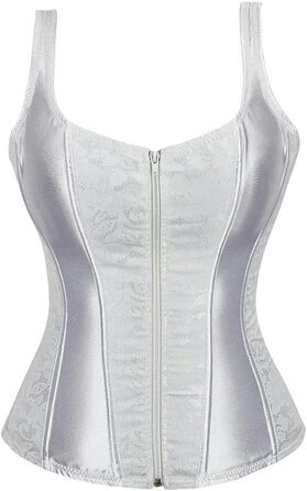Корсет жіночий YLCYDLYU з жакарду, overbust, з бретелями, plus size, готичний стиль, корсет-топ, білий (6747-Weiß)