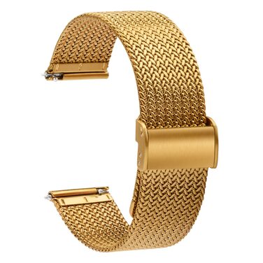Металевий ремінець для годинника T-Strap Mesh (Міланська плетінка) зі сталі, швидкознімний замок, золотий, 16мм