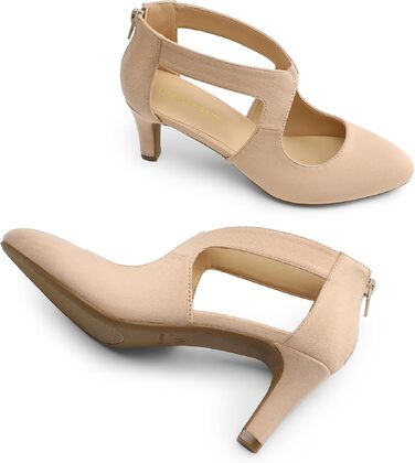 Жіночі закриті туфлі-човники Dream Pairs на низьких підборах (Kitten Heels), бежеві, розмір 39 EU