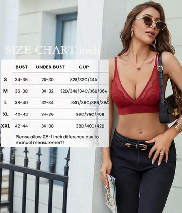 Тонкий мереживний бюстгальтер Avidlove без кісточок, V-подібний виріз, мережа, бралетт, без підкладки, на тонких бретелях, повсякденний, комфортний, класична білизна, XXL, бордовий