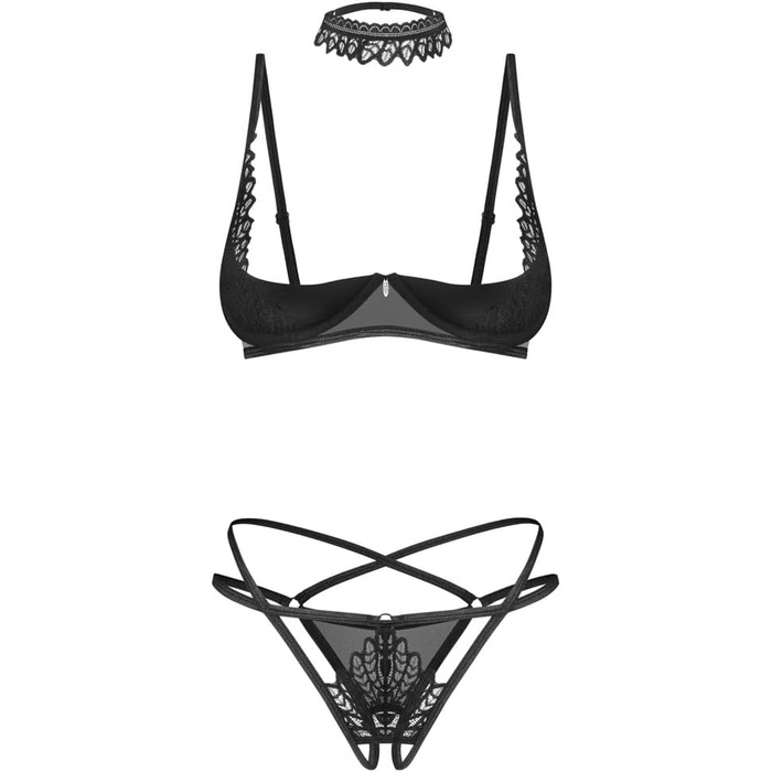 Сет нижньої білизни Obsessive Donarella, чорний, XL/XXL