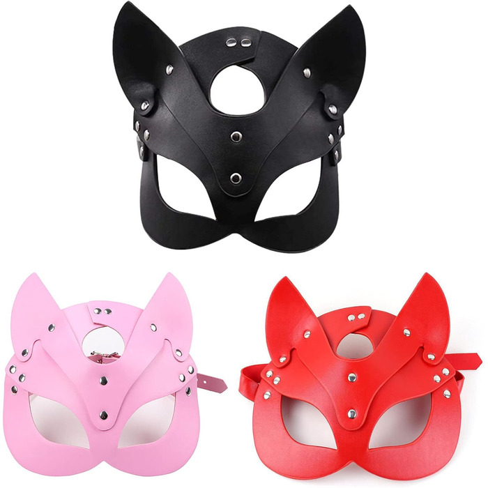 Маска для обличчя SINSEN для жінок з шкіри, котячий дизайн, 3 шт. для косплею, Хелловін, карнавалу