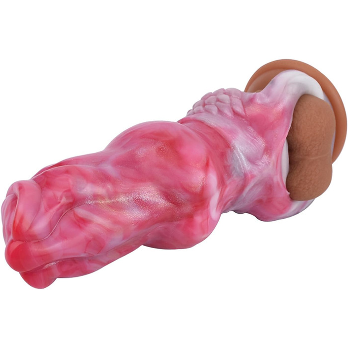 Реалістичний секс-іграшка для чоловіків у вигляді пса - реалістичний дилда з кільцем, з рідкого силікону, збільшує, рожевий, розмір S