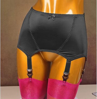 Жіночий корсетний пояс ZHEYDAHOU з 6 реміннів, сатиновий, для панчішних мереживних колготок (чорний, L)