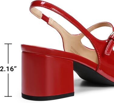Жіночі туфлі Mary Jane DREAM PAIRS на низькому товстому каблуці, червоні pumps з квадратним носком та ремінцем slingback для офісу та вечірок (40 EU)