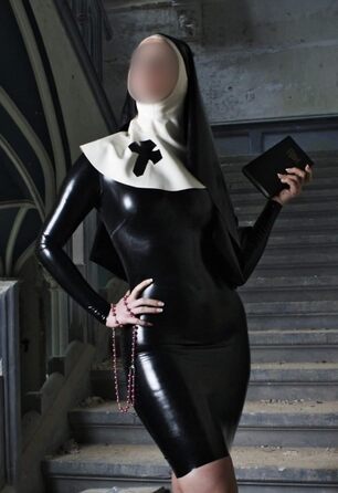 Костюм черниці з латексу, чорний, 3XL: сексуальний фешн-костюм для клубів та Хелловіну