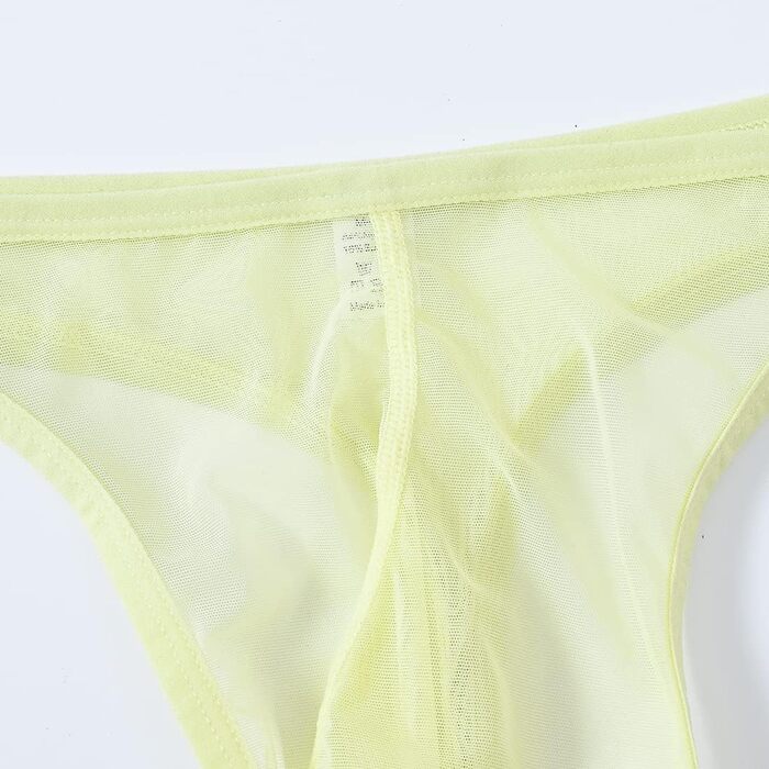 Сліп BIATWOWR для чоловіків, труси-сліпи з прозорого матеріалу, сексуальна білизна (XXL, жовтий)