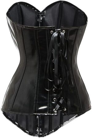 Корсет-топ KUOSE з PVC шкіри, чорний, розмір L - готичний стиль