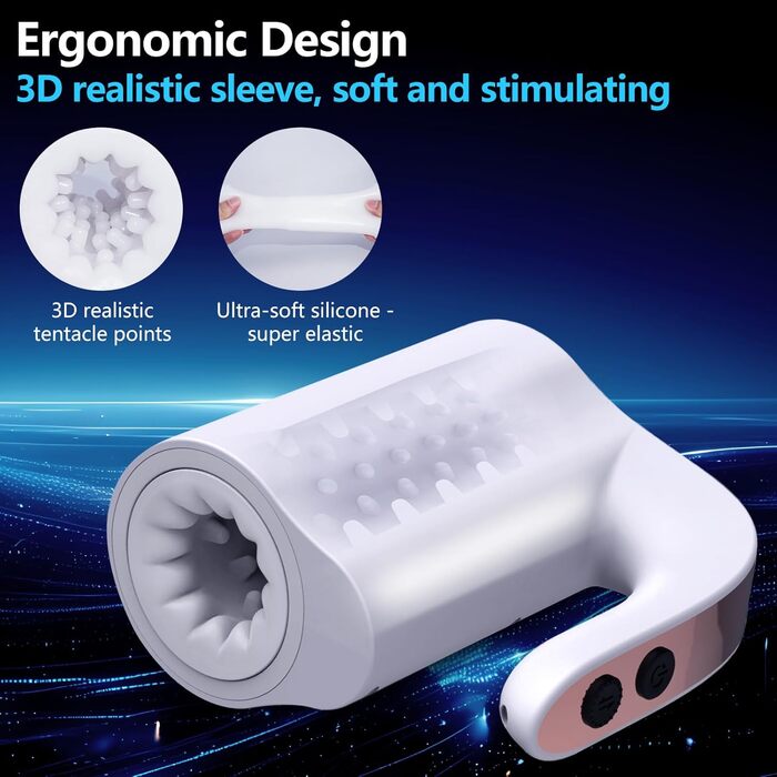 Автоматичний мастурбатор для чоловіків: 10 режимів, телескопічна конструкція, ротація, помпа, білий