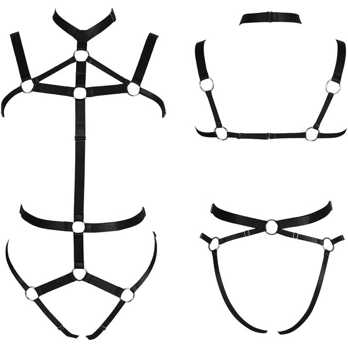 Жіночий комплект корсет, стрінги та пояс для карнавалу, чорний. Ідеально для фотосесій, танців та костюмів у стилі панк/готика.