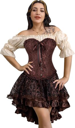 Корсет-топ Florales з квітковим принтом для жінок Plus Size (4XL, фіолетовий, коричневий)