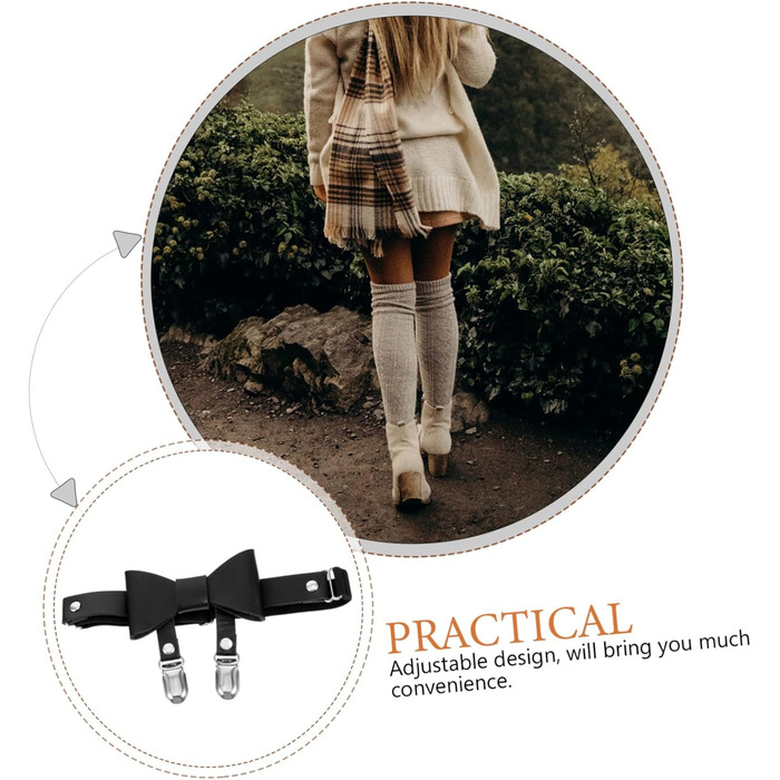 DEARMAMY Петля на ногу, жіночий носовий бандаж, панчошні стрічки, підтяжки для штанів, кліпси для панчіх, ремінь (Чорний, 18.00X10.50X1.00CM)