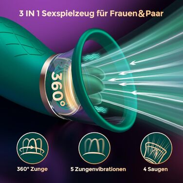 Вібратор для жінок FIDECH: стимулятор клітора з 4 режимами, 5 рівнями інтенсивності та 360° обертанням. Іграшка для дорослих, для пар. Колір: зелений
