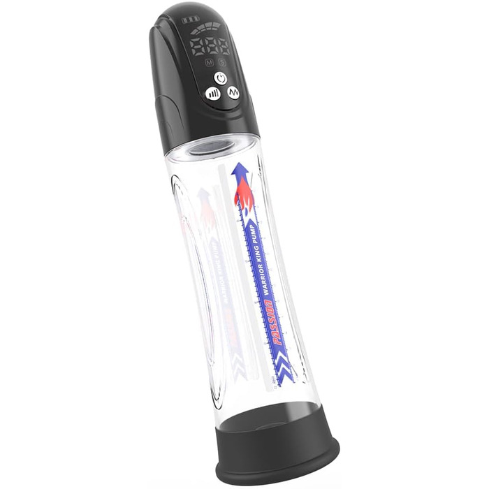 Електрична вакуумна помпа для збільшення статевого члена з акумулятором, LCD дисплеєм та USB-зарядкою - 20см Ø7см - для чоловіків, підтримка ерекції, тренування потенції