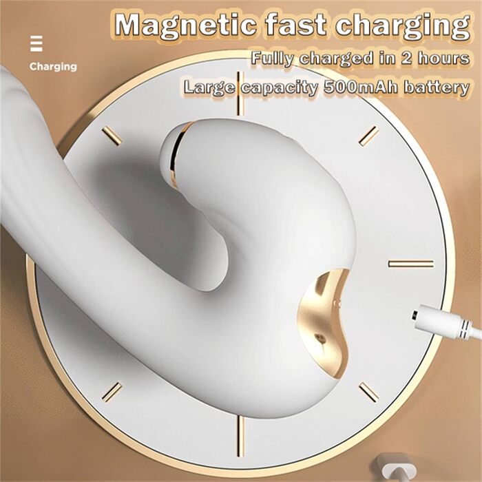 Вібратор Rabbit G-Punkt, силіконовий вібратор для жінок, кліторальний масажер з 7 режимів вібрації та 3 режимами насосу. Іграшки для дорослих, білий.