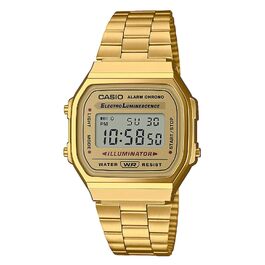 Цифровий кварцовий годинник Casio Unisex зі сталевим ремінцем, золотисто-сірий