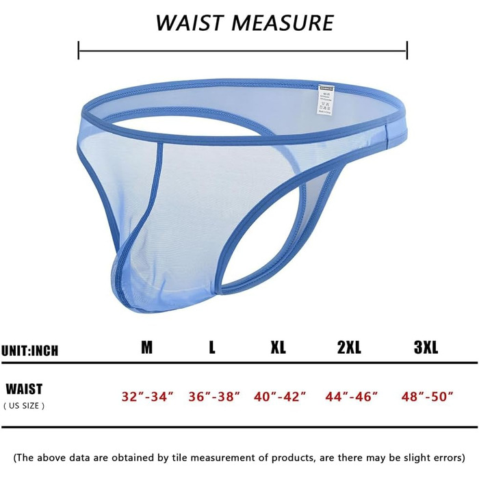 Сліп BIATWOWR для чоловіків: прозорі труси-сліпи з тонкого матеріалу, синього кольору (L)