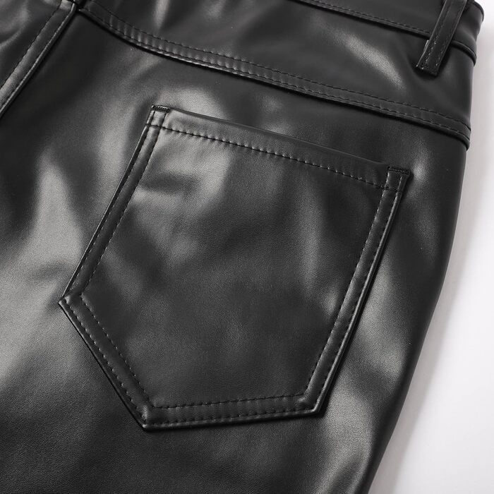 Чоловічі штани-легінси з еластичної шкірозамінної тканини Wetlook, Slim fit, для мотоциклів, вечірок, клубів (M, Чорний)