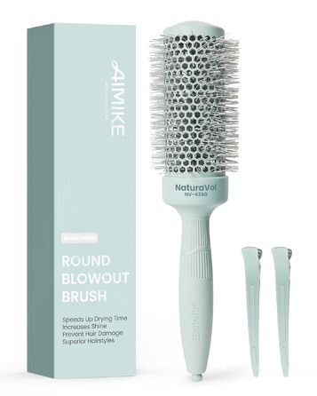 Кругла щітка для волосся AIMIKE NaturaVol 43 мм для об'єму та гладкості, брашинг для фену для середнього волосся та м'яких хвиль, фіолетова