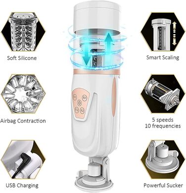 Електричний мастурбатор для чоловіків з 10 телескопічними режимами та 5 швидкостями. Автоматичний стимулятор пеніса для чоловіків. Іграшка для дорослих.