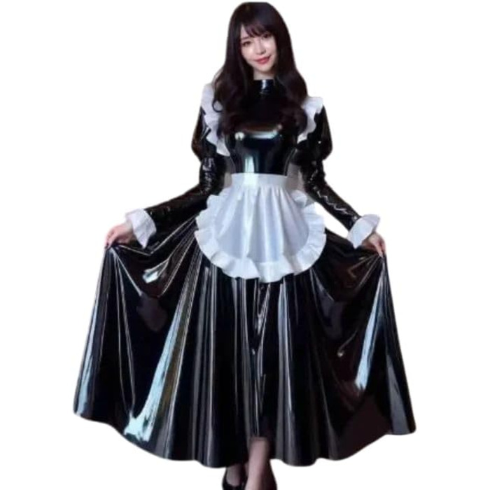 Сукня з латексу для жінок Gaylop, костюм служниці, чорна, на блискавку