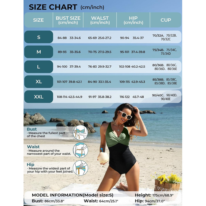 Зелений купальник суцільний Tuopuda з вирізом, Push Up, для жінок, Plus Size XXL