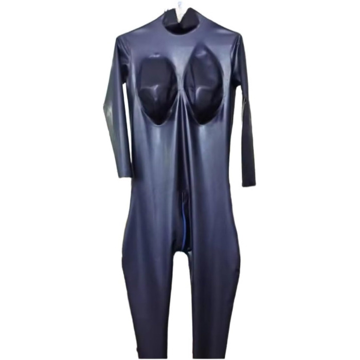 Комбінезон з латексу ZQIAOYUUPHOWF для жінок та чоловіків з імітацією грудей, 3D-латексний боді, червоний, 3XL