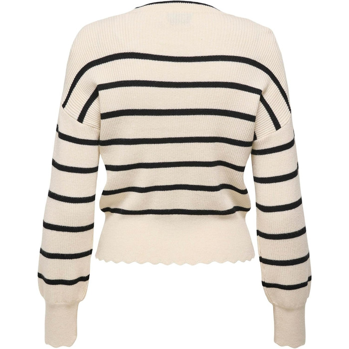 Жіночий в'язаний светр ONLY ONLIBI смугастий, колір Whitecap Gray/Black, розмір XS