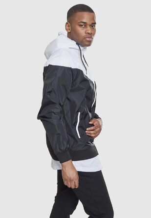 Чоловічий віндбрейкер Urban Classics Arrow Windrunner з капюшоном, демісезонна куртка з кольоровими блоками, чорно-біла, розмір M