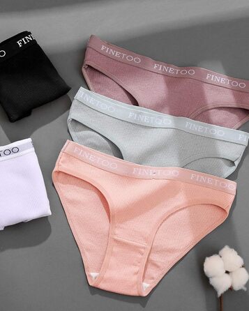 FINETOO 10 пар бавовняних трусів для жінок: дихаюча спортивна білизна, м'які, сексуальні труси, реінгвашка, спортивні пояси, труси-бікіні, багатопакова, S-X (білий*5, сірий квітка*5, L)