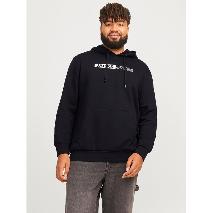 Чоловічий теплий худі з принтом JACK & JONES Basic Kapuzen Sweatshirt, колір Dusty Olive/Green, великий розмір 8XL