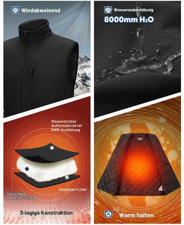 Чоловічий жилет Outdoor Ventures Softshell з утеплювачем, водовідштовхуючий та вітрозахисний, для бігу, їзди на велосипеді та походів, чорний, XL