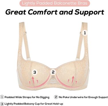 Добрева: Бальконний бюстгальтер Dirndl з кісточками, мереживний, з підтримкою, сексуальний, легкий, з підкладкою, великі розміри 75E, білий