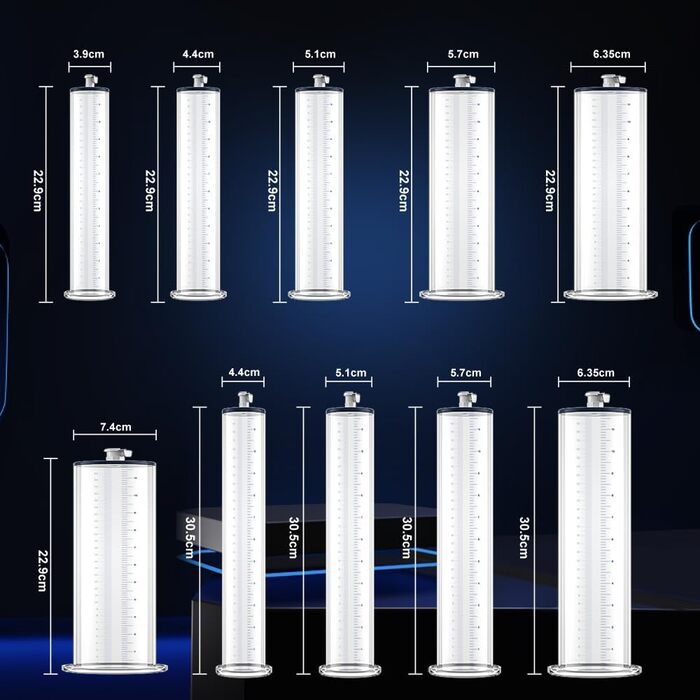 Прозоре трубкове з'єднання NAIXBTY для пеніс-помп з шкалою. Заміна для збільшення пеніса, покращення ерекції. Аксесуар для чоловічих інтим-іграшок (9 * 1.75inch)