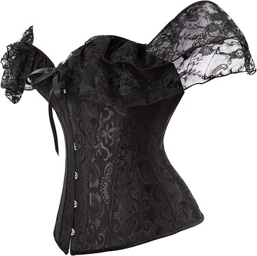 Корсет жіночий Oytto готичний, бюстєль з атласу з корсетом, шнурування, пов'язка на груди, весільний боді, топ, чорний, XX-Large