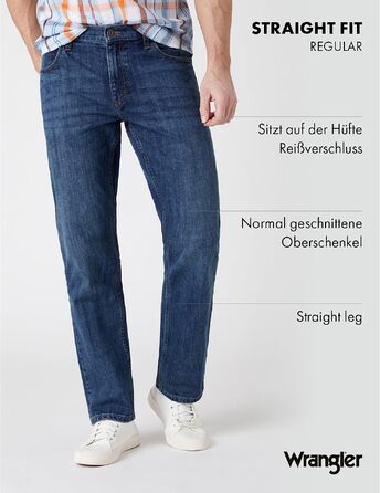 Чоловічі джинси Wrangler Straight Regular Fit середньої посадки, темно-сині (Blau Schwarz), розмір 34W/32L