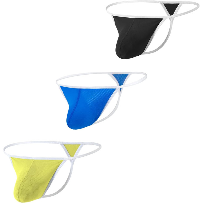 Танга для чоловіків з сіткою, сексуальний дизайн, великі кишені, еластичний та м'який матеріал, кольори: жовтий, темно-синій, чорний, розмір L