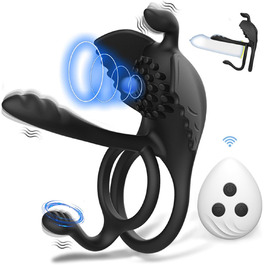 Вібратор для чоловіків 4-в-1: кільце для статевого члена, вібратор, масажер, стимулятор клітора. Чорний