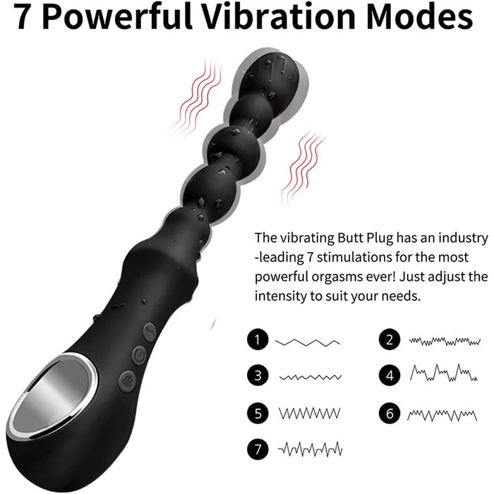 Вібратор для анусу JFRong з 7 режимами вібрації та підігрівом - анальні кульки, стимулятор G-точки, для чоловіків, жінок, пар
