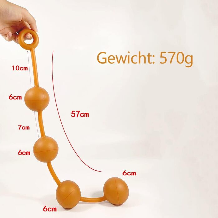 Анальні кулі Guspiun з ланцюгом (4 шт., Ø 60 мм), силікон. Іграшки для анал-сексу, для чоловіків та жінок (золотий)