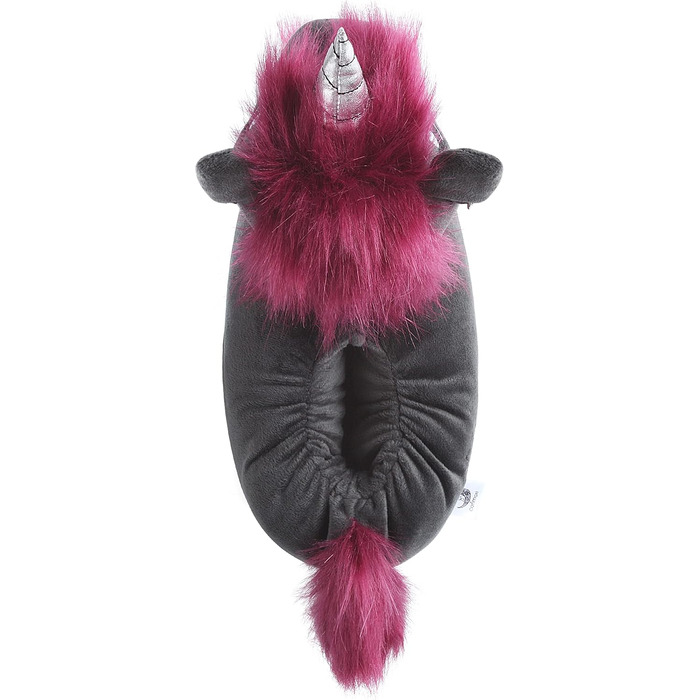 Плюшеві капці для дому corimori Ruby das Punk Einhorn (Єдиноріг), чорно-рожеві, гнумка підошва, розмір 34-44 EU