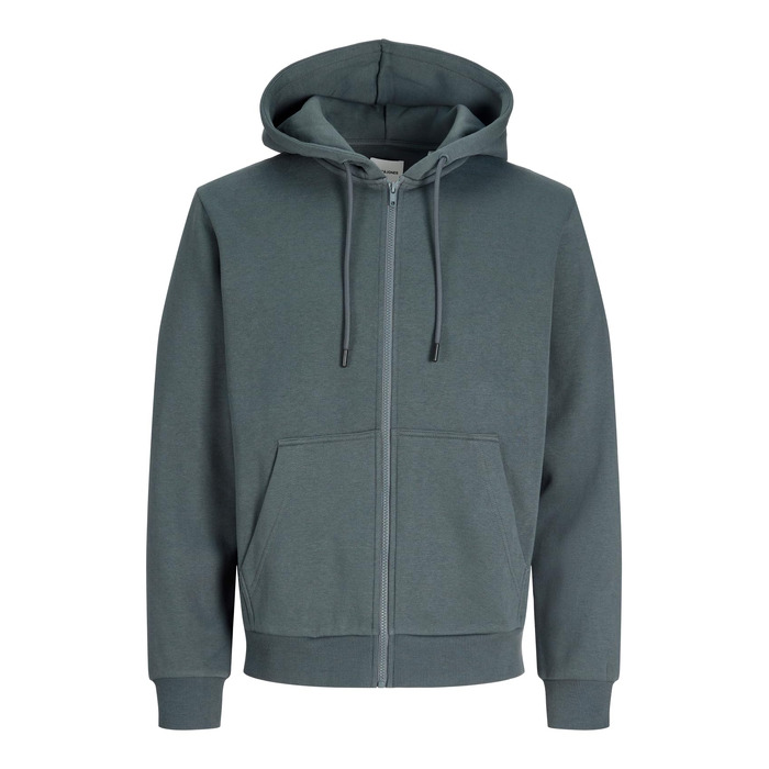 Чоловіча толстовка-худі на блискавці JACK & JONES JJEBRADEY Relaxed Fit, світло-сірий меланж (XXL, Turbulence)