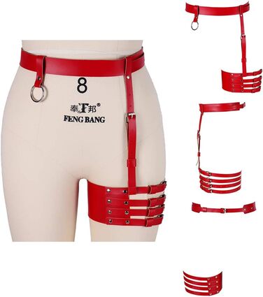 Жіночий шкіряний корсет для ніг, стрінг, пояс для панчіх, регульований, боді, кеш, панчохи, червоний