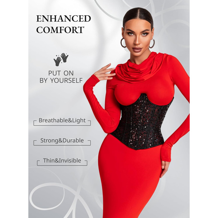Корсет для фігури жіночий Meh-Korett Shine Black L, Body shaper, моделюючий, для схуднення