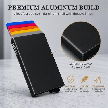 Чоловічий картхолдер Empire Jet Black — тонкий мінімалістичний гаманець з RFID/NFC захистом для кредитних карток