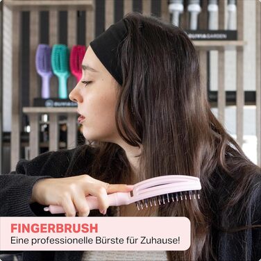 Щосмічна щітка для волосся Olivia Garden Fingerbrush Care Iconic з щетиною кабана та нейлоном для блиску та гладкого стайлінгу, рожева, розмір S