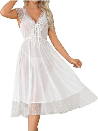 Екзотична нічна сорочка Exy Deou для жінок: прозора мереживна піжама, боді, міні-сукня на зав'язках, ідеальна для Косплею та Валентина