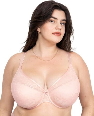 Трусики-бра бюстгальтер Curvy Couture з мереживом та глибоким вирізом, 80E, Червона роза