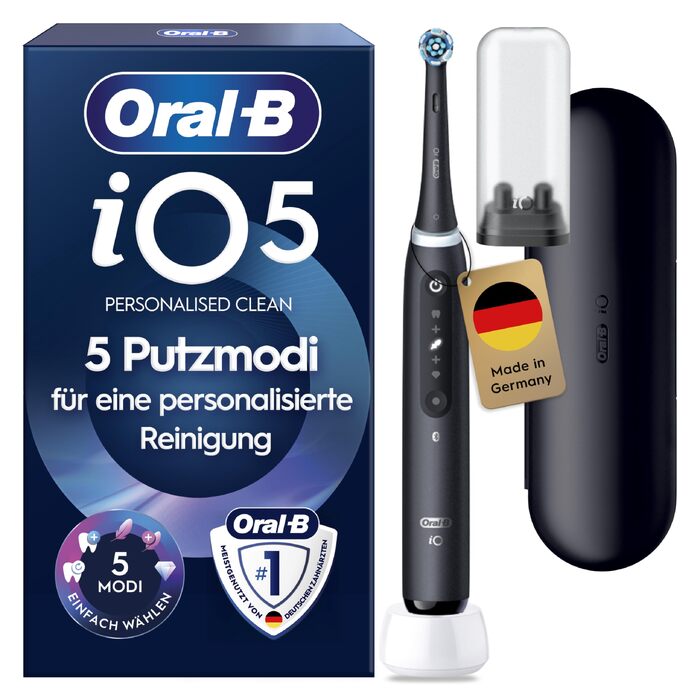 Електрична зубна щітка Oral-B iO Series 5 Matt Black: 5 режимів чищення, насадка та дорожній футляр, чорна